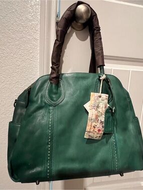 Old Trend Green Leather Dome Satchel Handbag